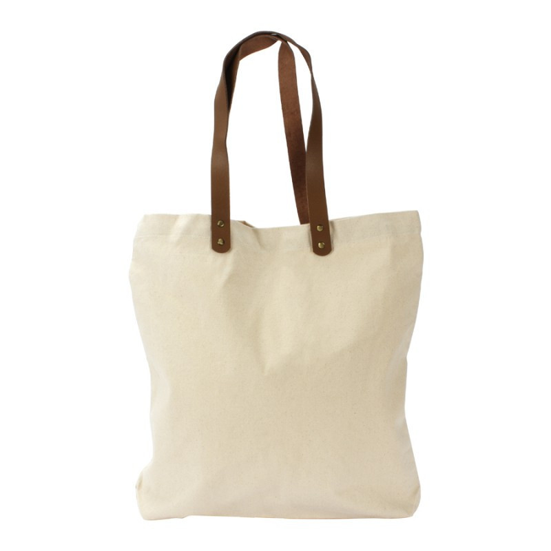 BOLSA DE COMPRAS 10OZ CANVAS ASAS CUERO BOLSA DE COMPRAS 10OZ CANVAS ASAS CUERO