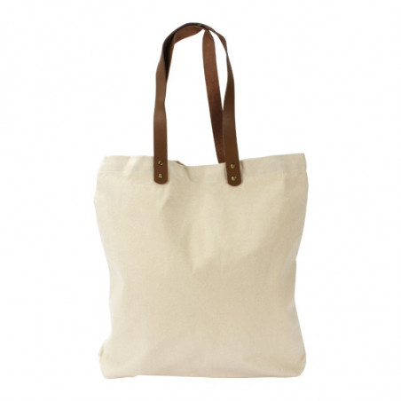 BOLSA DE COMPRAS 10OZ CANVAS ASAS CUERO