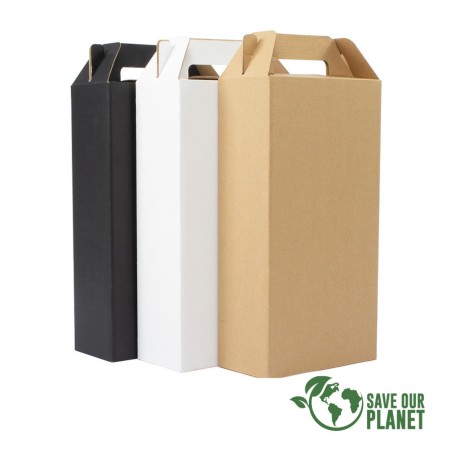 Caja autoarmable con asas, para 2 botellas de Vino 18 x 34 x 9 cm
