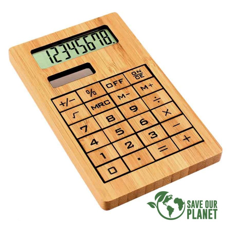 Calculadora Solar de Bamboo con tu marca Calculadora Solar de Bamboo con tu marca
